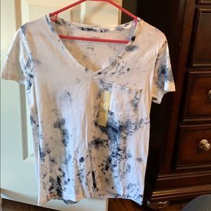 Blue and white v-neck